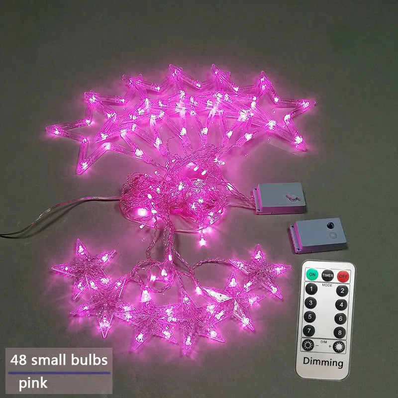 Sterren LED-gordijnslinger warm wit – feestelijke verlichting voor binnen en buiten