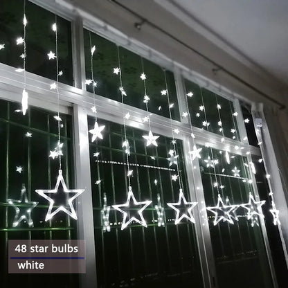 Sterren LED-gordijnslinger warm wit – feestelijke verlichting voor binnen en buiten
