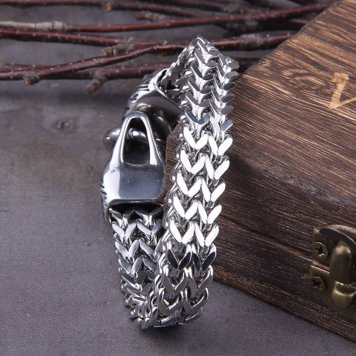 Zilveren Viking Armband "WolfBand" – Handgemaakt met Fenrir-Motief