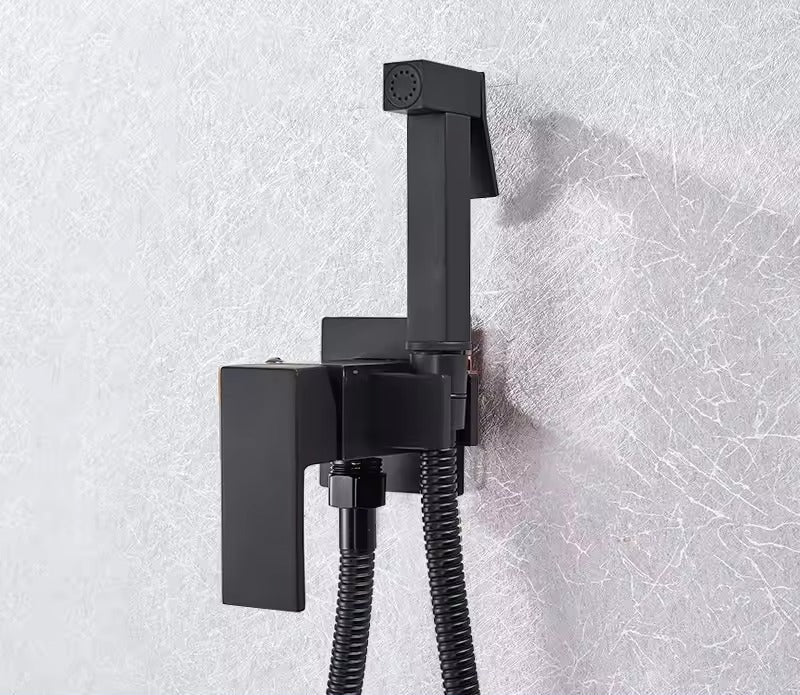 Mattswart Bidet-Duscharmatuur in massief messing, Hygiënedouche, Mengkraan voor warm en koud water, Moslim toiletarmatuur