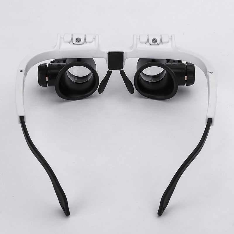 HD-Loupe met LED – voor gedetailleerd werk – met verwisselbare objectieftubes – verstelbare hoofdband – vergroting 8x, 15x, 23x – wandklok