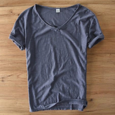 Linnen Katoenen V-Hals Shirt Heren – Ademend en Comfortabel