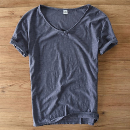 Linnen Katoenen V-Hals Shirt Heren – Ademend en Comfortabel