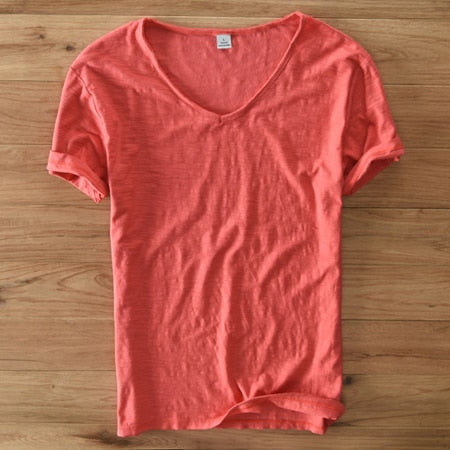 Linnen Katoenen V-Hals Shirt Heren – Ademend en Comfortabel