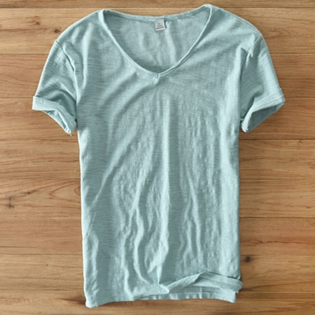 Linnen Katoenen V-Hals Shirt Heren – Ademend en Comfortabel