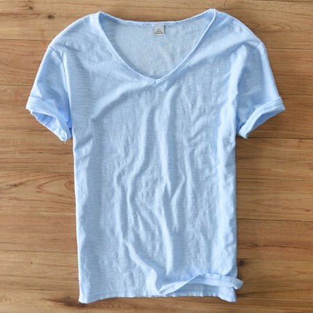 Linnen Katoenen V-Hals Shirt Heren – Ademend en Comfortabel