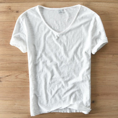 Linnen Katoenen V-Hals Shirt Heren – Ademend en Comfortabel