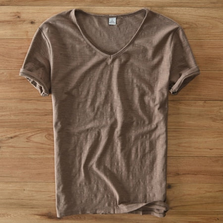 Linnen Katoenen V-Hals Shirt Heren – Ademend en Comfortabel