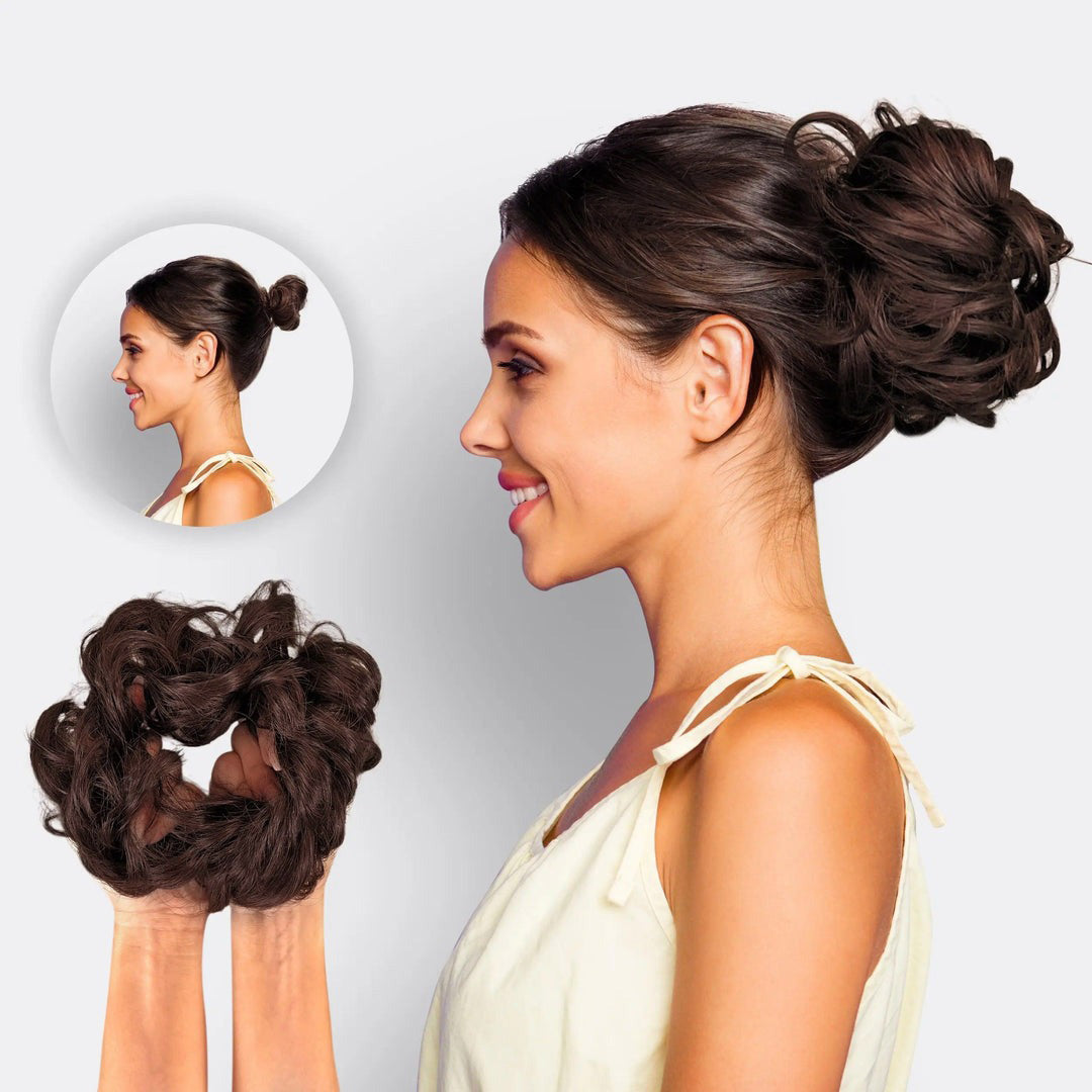 Volumehaar Scrunchie met Dutt-Effect – Volumineuze Look & Natuurlijk Finish
