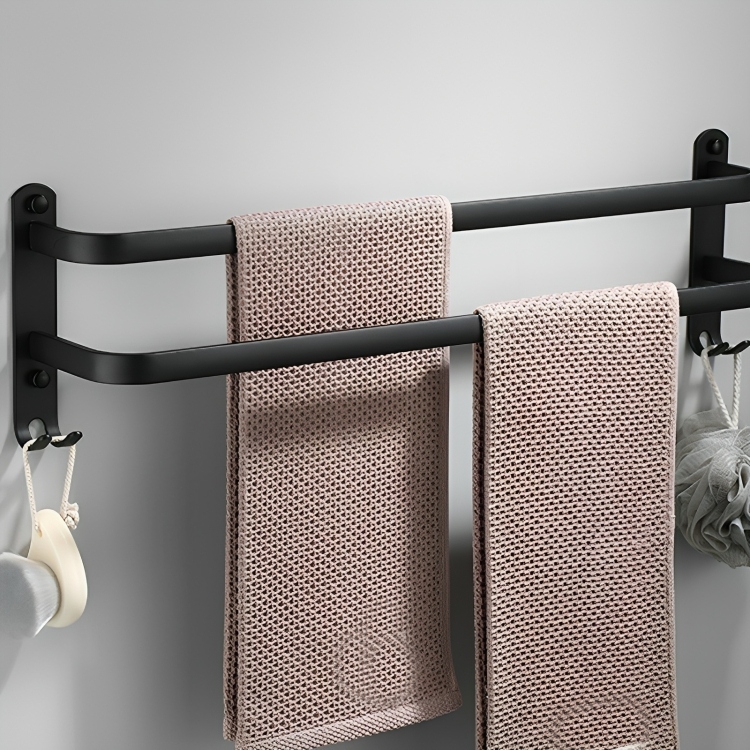 Handdoekhouder voor badkamer met haken 60/40 cm