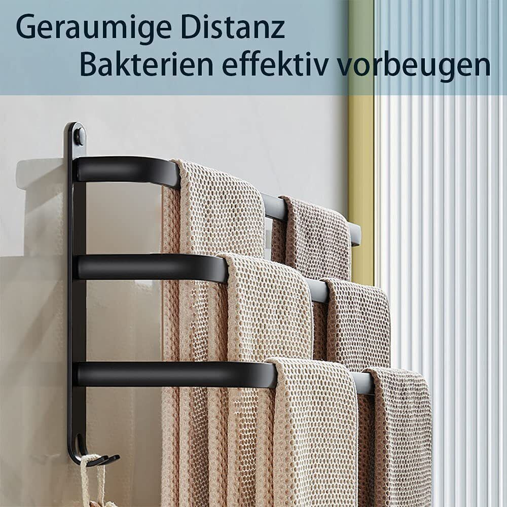 Handdoekhouder voor badkamer met haken 60/40 cm