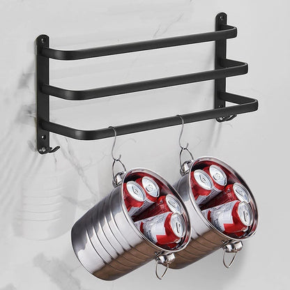 Handdoekhouder voor badkamer met haken 60/40 cm