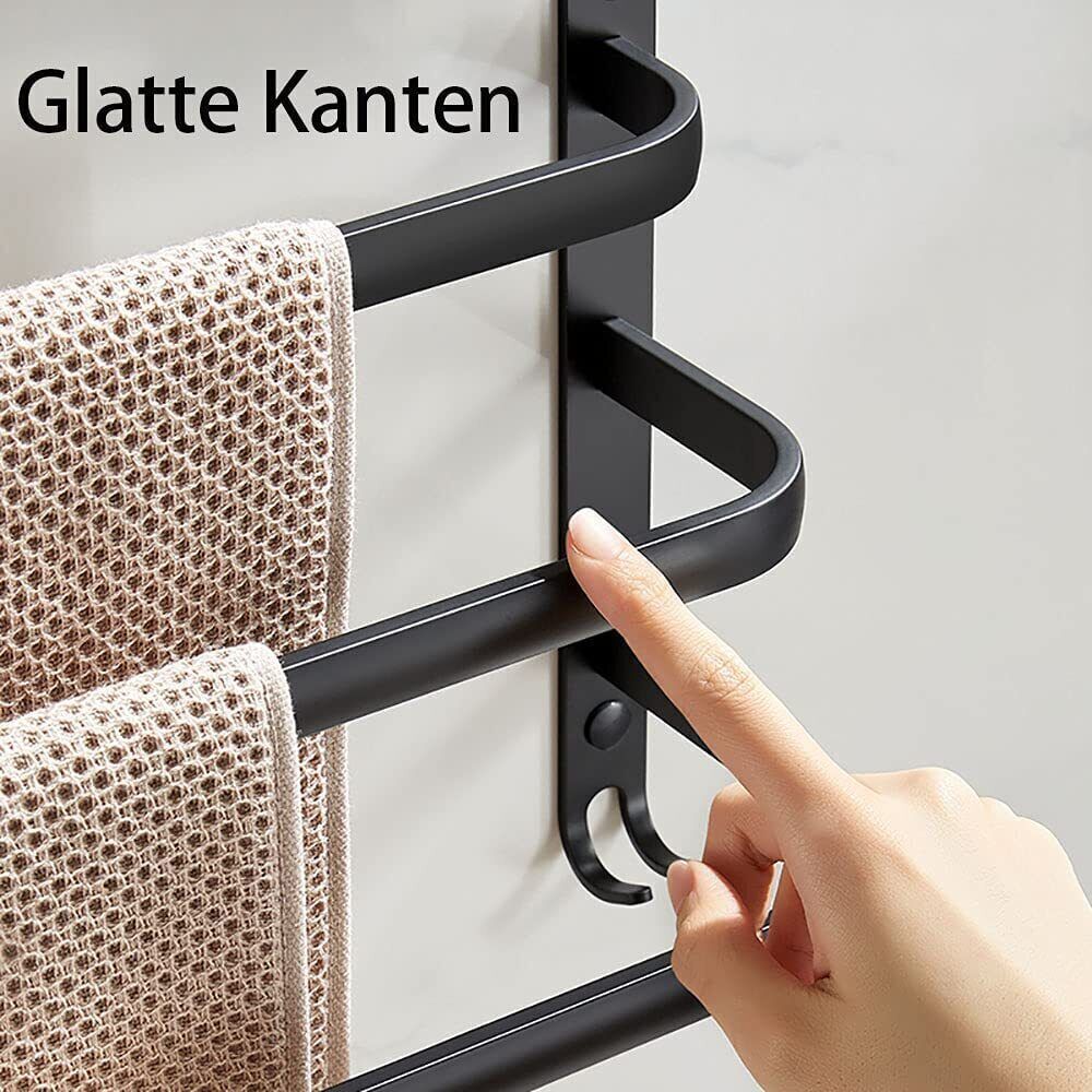 Handdoekhouder voor badkamer met haken 60/40 cm