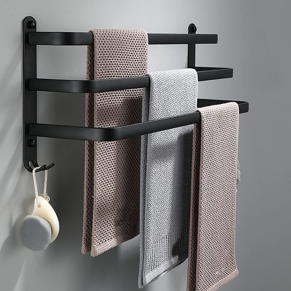 Handdoekhouder voor badkamer met haken 60/40 cm