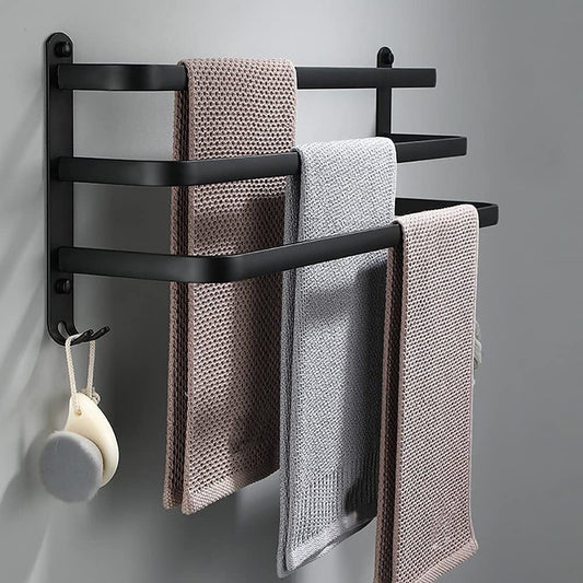 Handdoekhouder voor badkamer met haken 60/40 cm