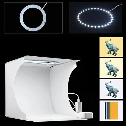 Mini Fotostudio "LumiCube" met LED-verlichting en 6 achtergronden