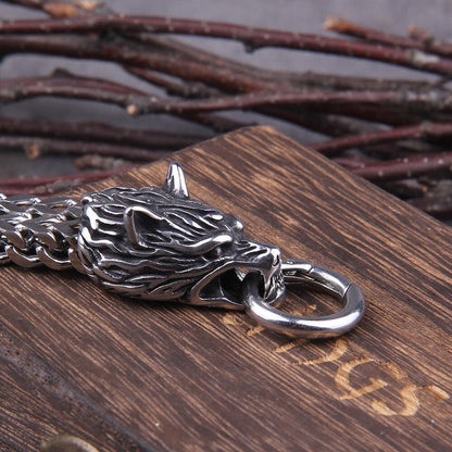 Zilveren Viking Armband "WolfBand" – Handgemaakt met Fenrir-Motief
