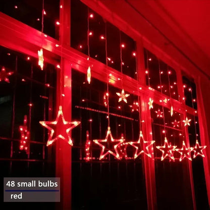 Sterren LED-gordijnslinger warm wit – feestelijke verlichting voor binnen en buiten