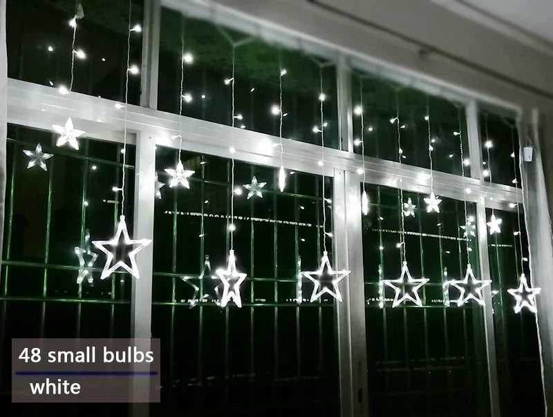 Sterren LED-gordijnslinger warm wit – feestelijke verlichting voor binnen en buiten
