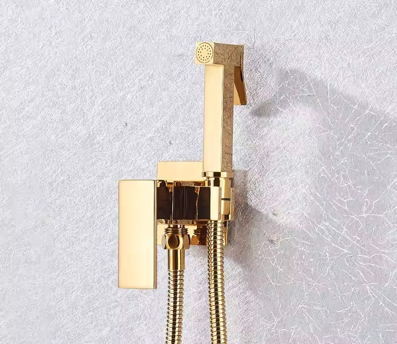 Mattswart Bidet-Duscharmatuur in massief messing, Hygiënedouche, Mengkraan voor warm en koud water, Moslim toiletarmatuur