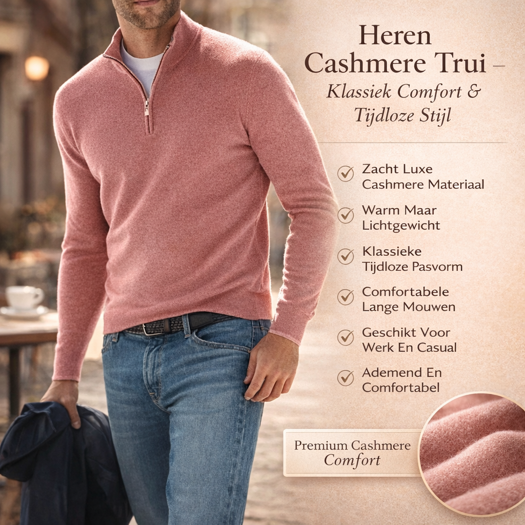 ZachtWarm Men's Cashmere Sweater with Long Sleeves and Timeless Design