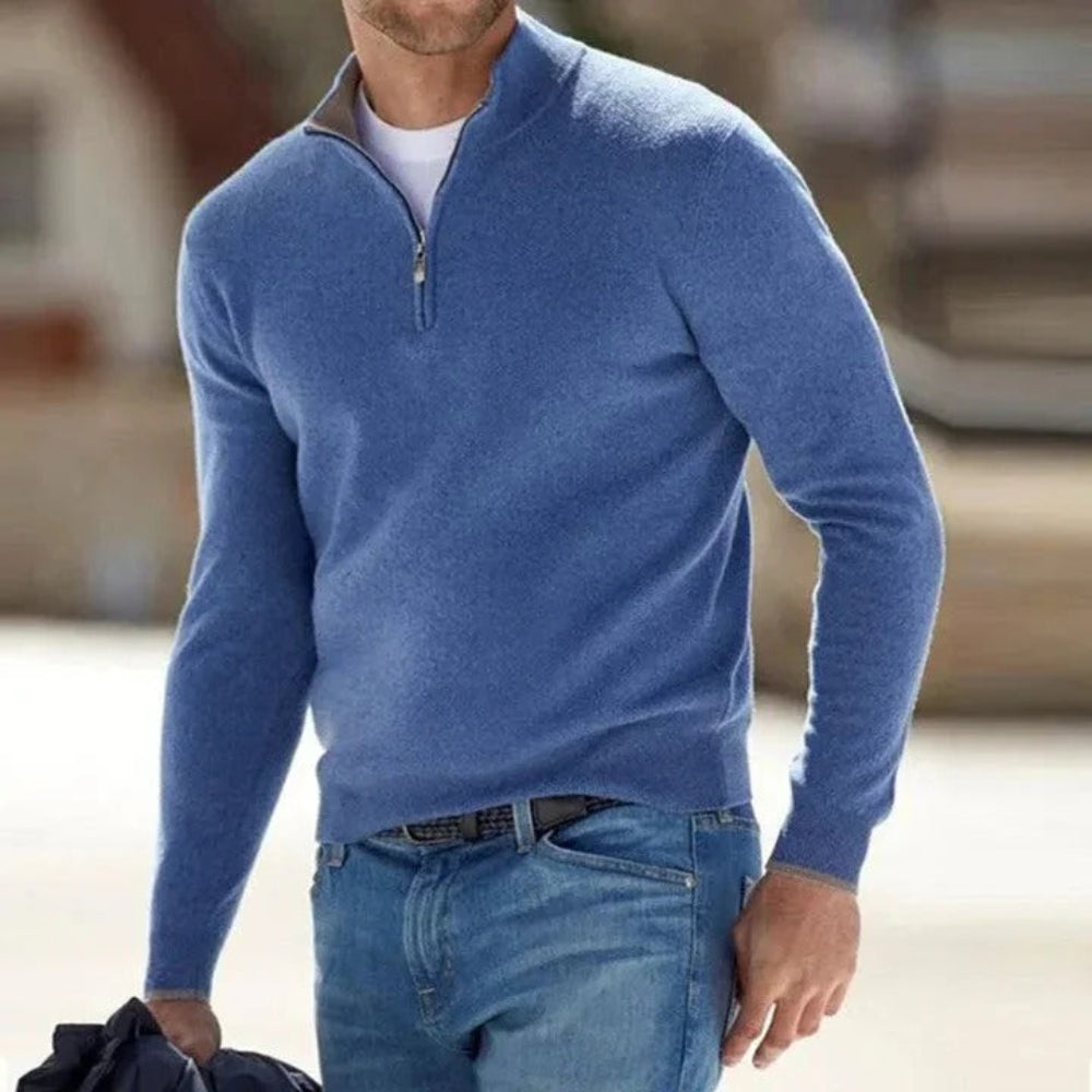 ZachtWarm Men's Cashmere Sweater with Long Sleeves and Timeless Design