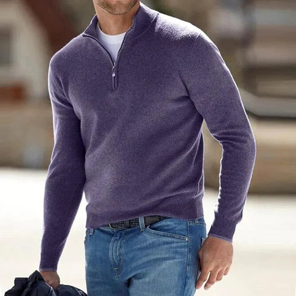 ZachtWarm Men's Cashmere Sweater with Long Sleeves and Timeless Design