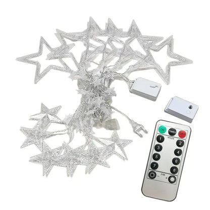 Sterren LED-gordijnslinger warm wit – feestelijke verlichting voor binnen en buiten
