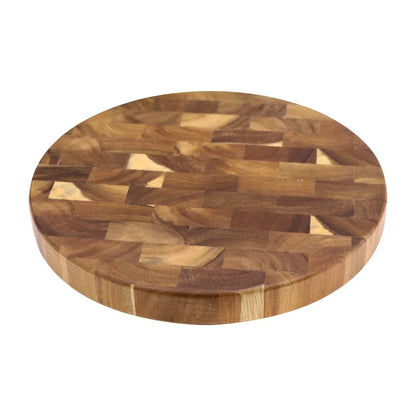 Ambachtelijke ronde acaciahouten snijplank 30cm - handgemaakt