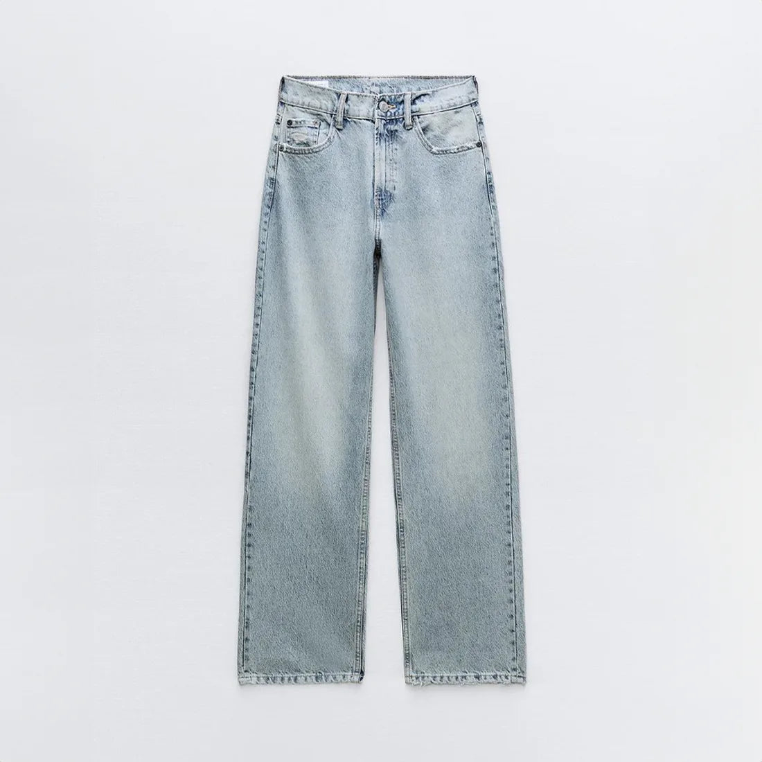 Dames High Waist Straight Denim Jeans met Gescheurde Details