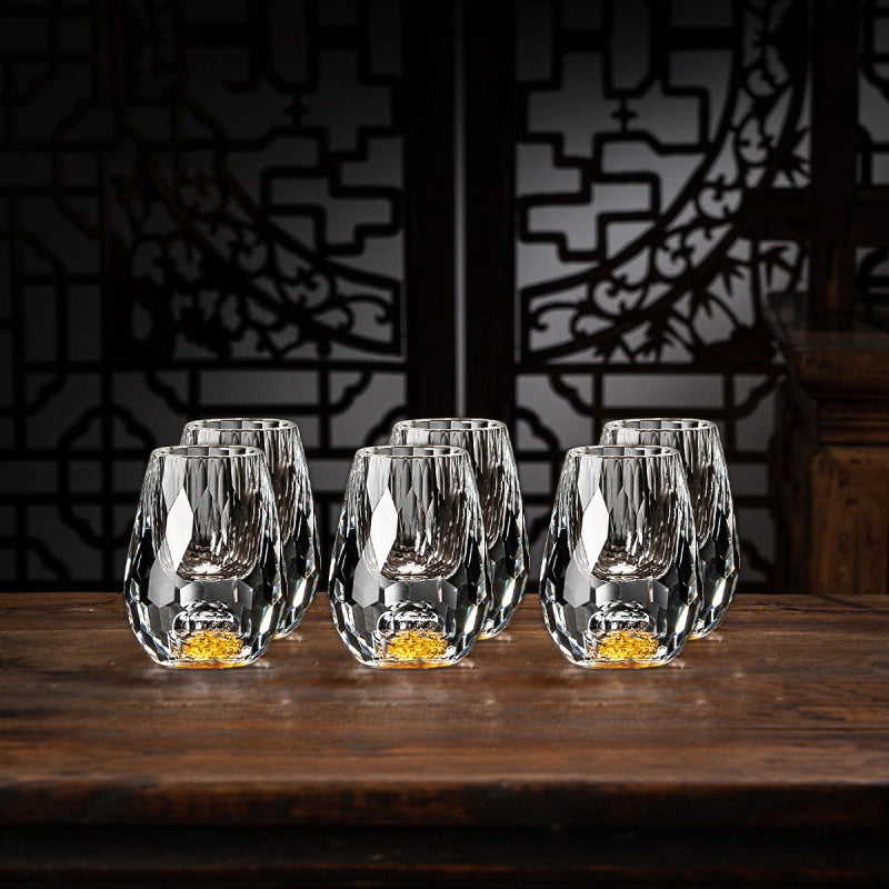 Luxe Kristalglazen met Goudvlokken – Handgemaakt – Set van 2 – Voor Whisky & Premium Dranken