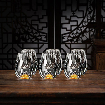 Luxe Kristalglazen met Goudvlokken – Handgemaakt – Set van 2 – Voor Whisky & Premium Dranken