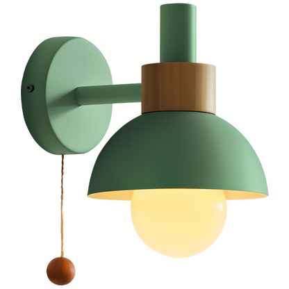 Pastel Warmwit Wandlampje met Houten Details – Slaapkamer & Woonkamer