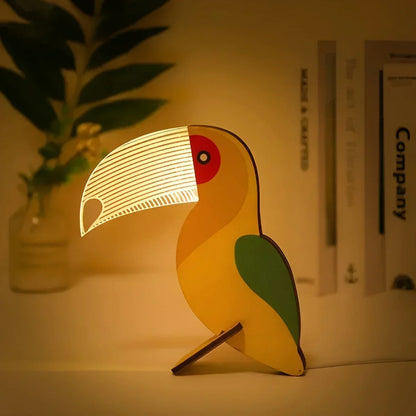 Tafellamp Dieren van Hout WildGlow - Magisch Nachtlicht voor Kinderkamer