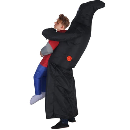 Opblaasbaar Spookkostuum met Zwarte Robe en Masker – Halloween Uniseks Outfit