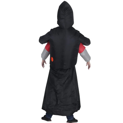 Opblaasbaar Spookkostuum met Zwarte Robe en Masker – Halloween Uniseks Outfit
