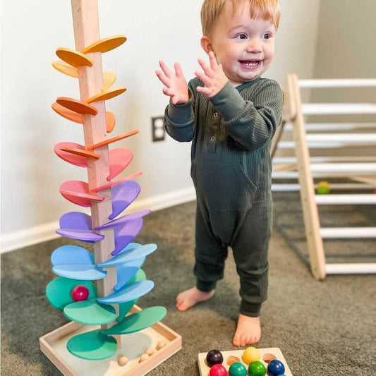 Regenklank Speeltoren – Educatieve Houten Knikkertoren voor Kinderen