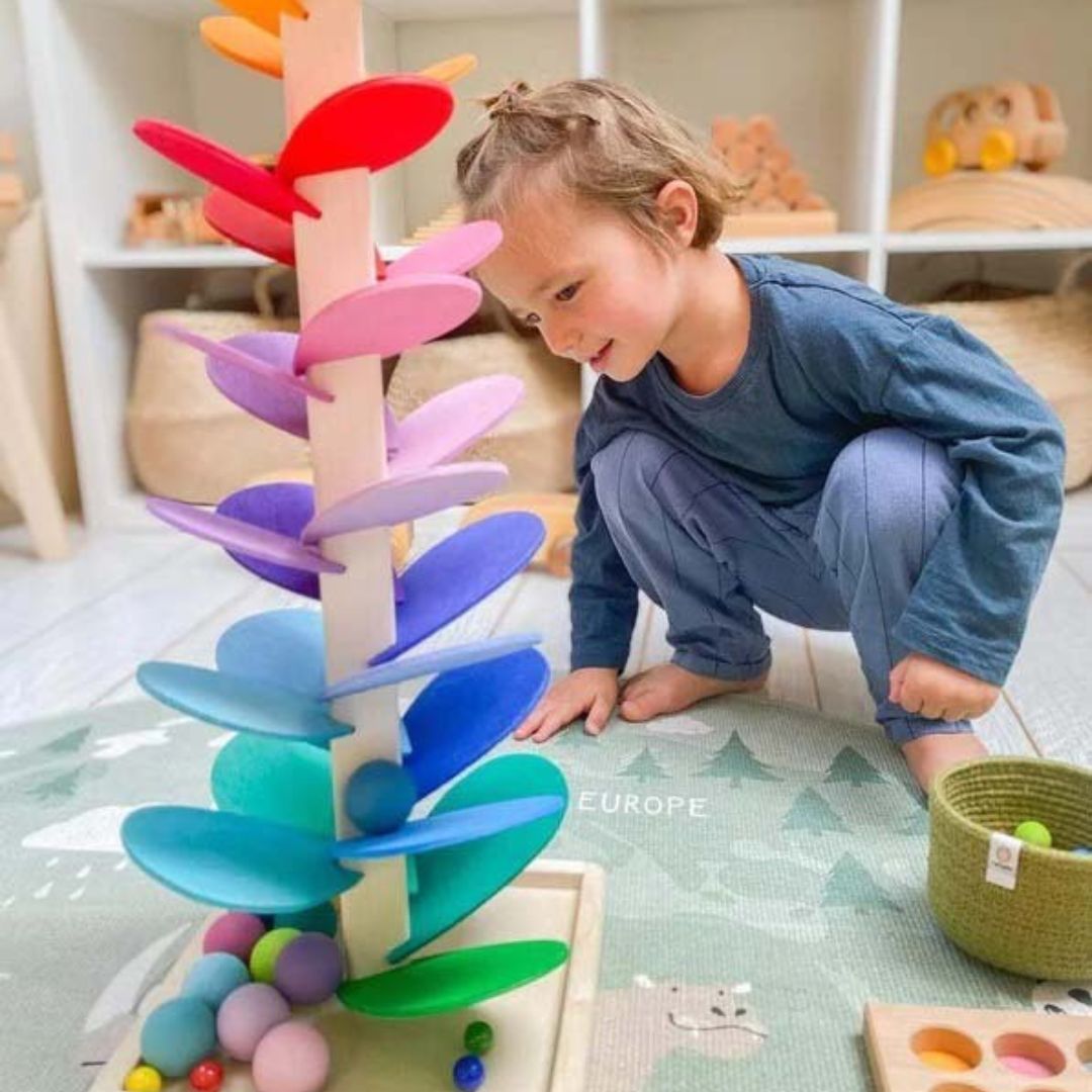 Regenklank Speeltoren – Educatieve Houten Knikkertoren voor Kinderen