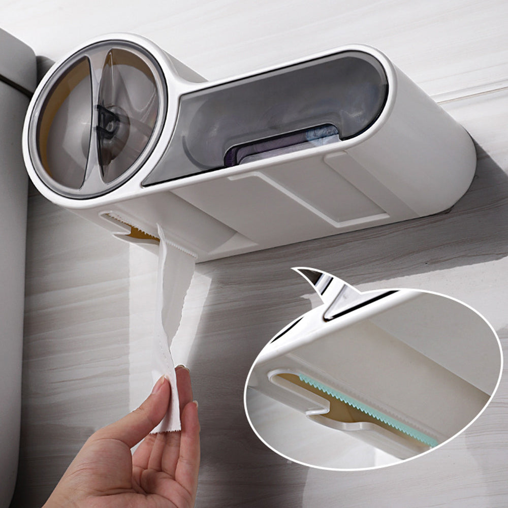 DroogHoud Zelfklevende Toiletpapierhouder – Waterdichte Wandoplossing met Extra Opbergruimte
