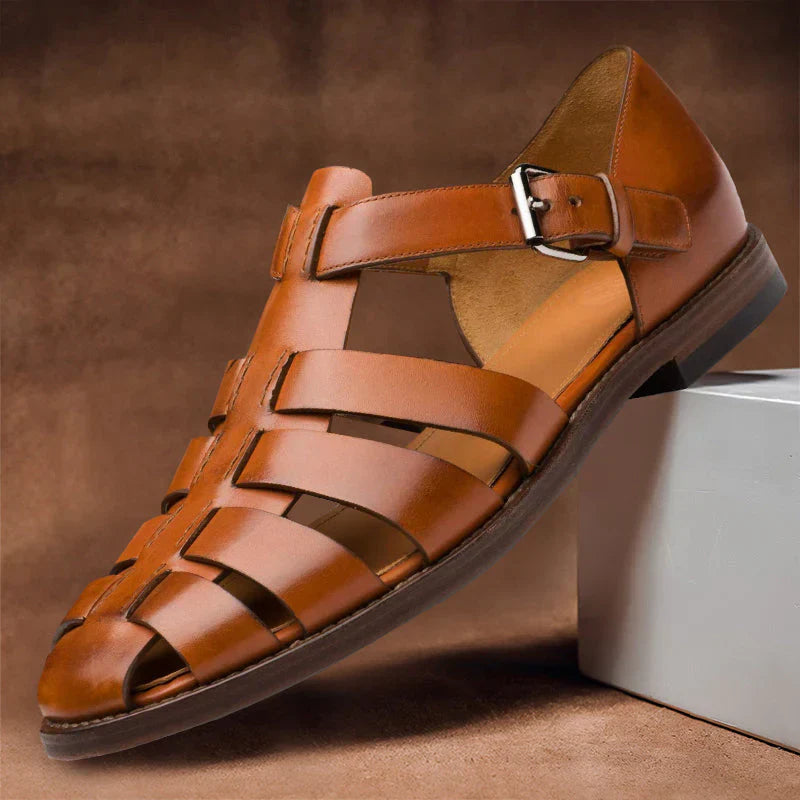 Leren Heren Sandalen met Verstelbare Bandjes en Ergonomisch Voetbed