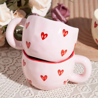 Keramische koffiemok met roze hart