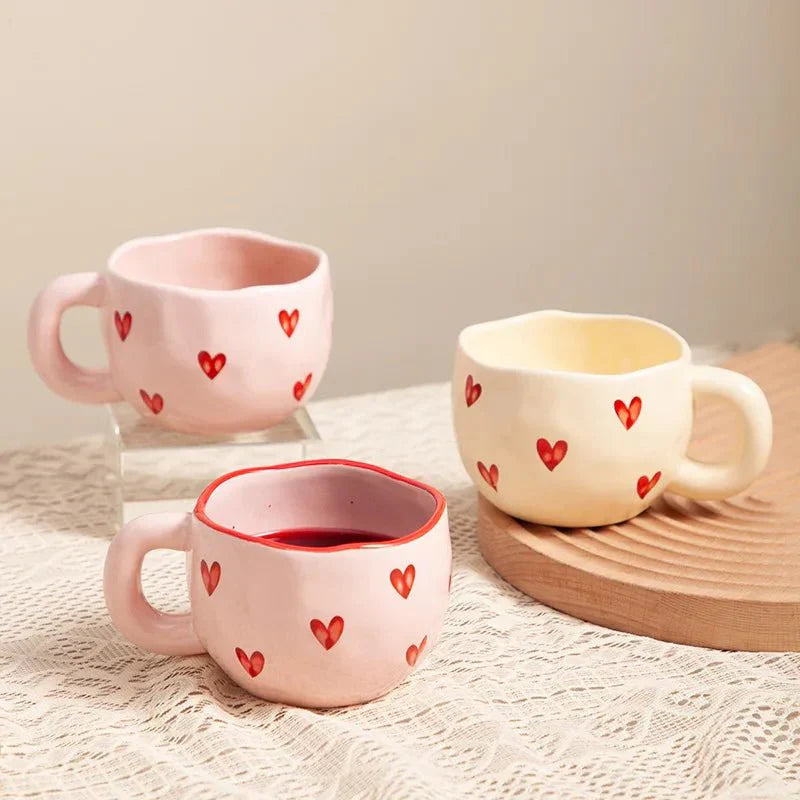 Keramische koffiemok met roze hart