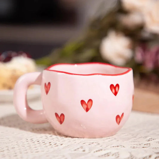 Keramische koffiemok met roze hart