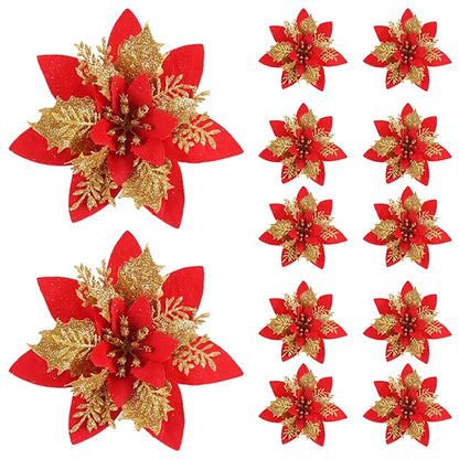 Floravine Kerstbloemen – Luxe Kunstbloemen in Rood, Roze en Goud voor Feestdecoratie