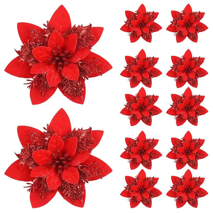 Floravine Kerstbloemen – Luxe Kunstbloemen in Rood, Roze en Goud voor Feestdecoratie