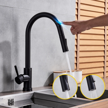 AquaTouch Sensor Keukenkraan – Uittrekbare Kraan met Geborsteld Nikkel & Slimme Bediening