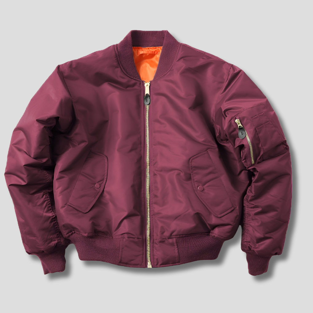 Klassiek unisex bomberjack met ribgebreide afwerkingen