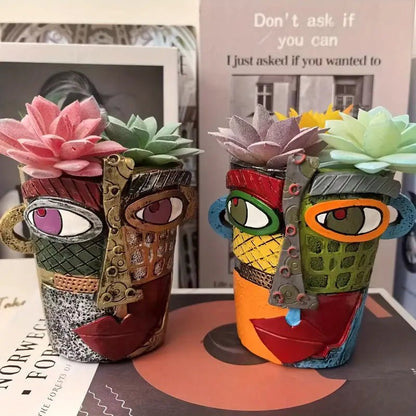 Gezichtspot Keramische Bloempot – Artistiek Decoratief Ontwerp