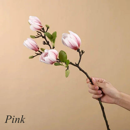 BlijftBloei – Sfeervolle Kunsttak met Realistische Magnolia Bloemen