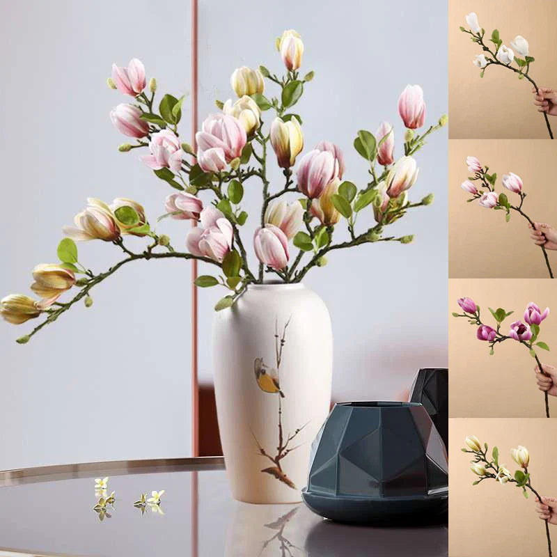 BlijftBloei – Sfeervolle Kunsttak met Realistische Magnolia Bloemen
